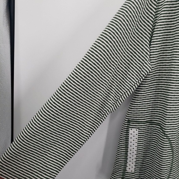 Quacker Factory Striped Hooded Knit Jacket Womens Large Green White Full Zip - Picture 10 of 12